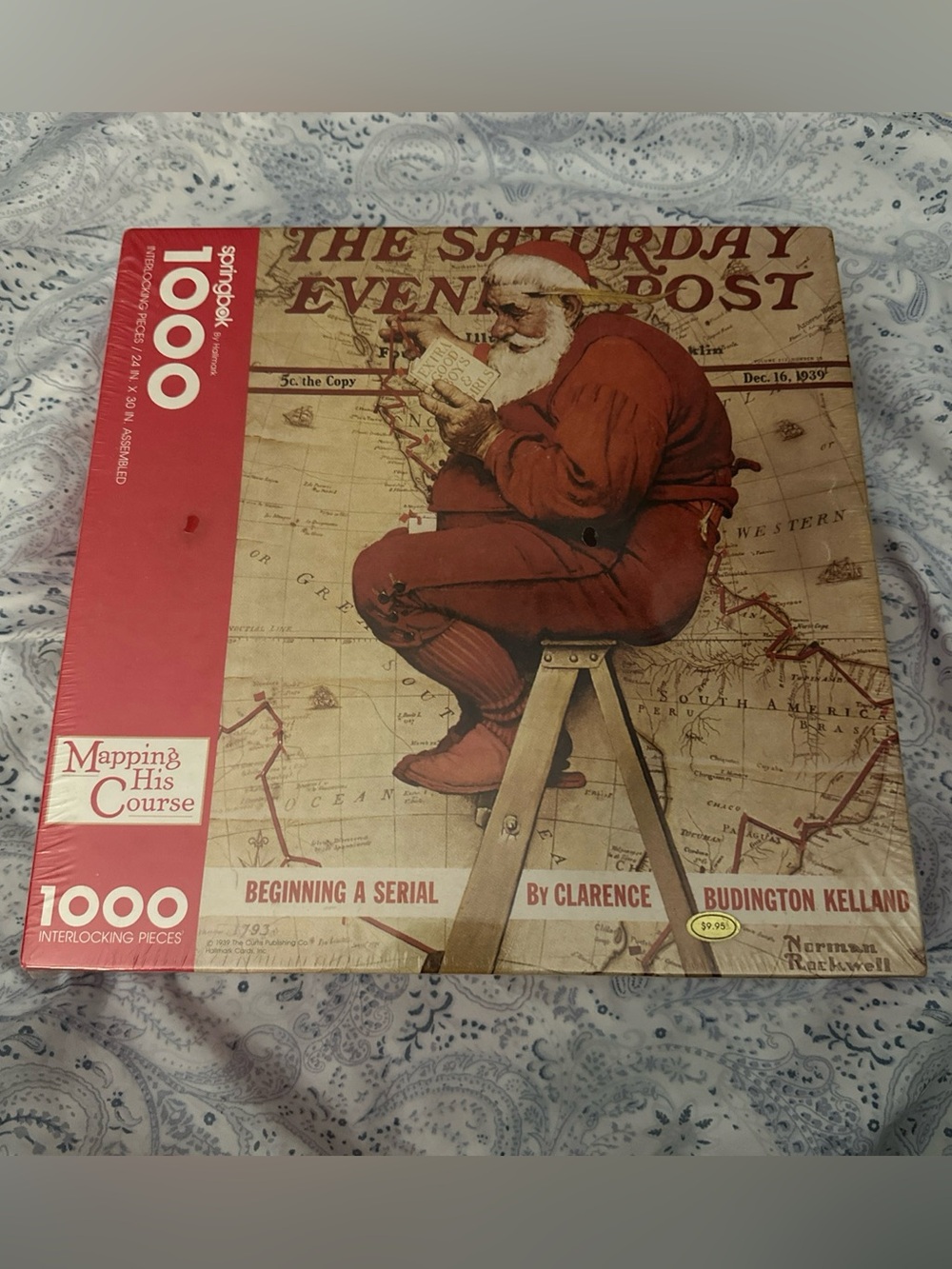 Springbok ‘Mapping His Course’ 1000 Pc Jigsaw Puzzle Santa Norman Rockwell